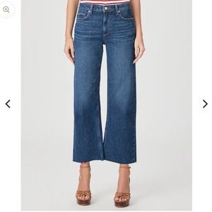 PAIGE Dark Blue Leenah Ankle Wide Leg Jeans